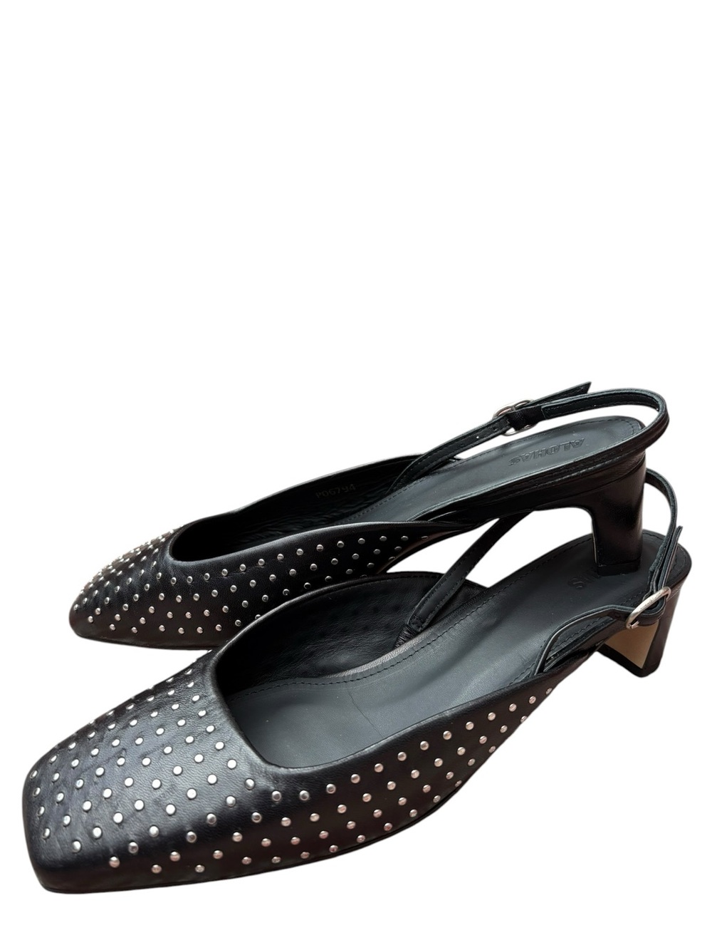 ALOHAS Lindy Studded Slingback Pumps Black Leather EU 41 US 10